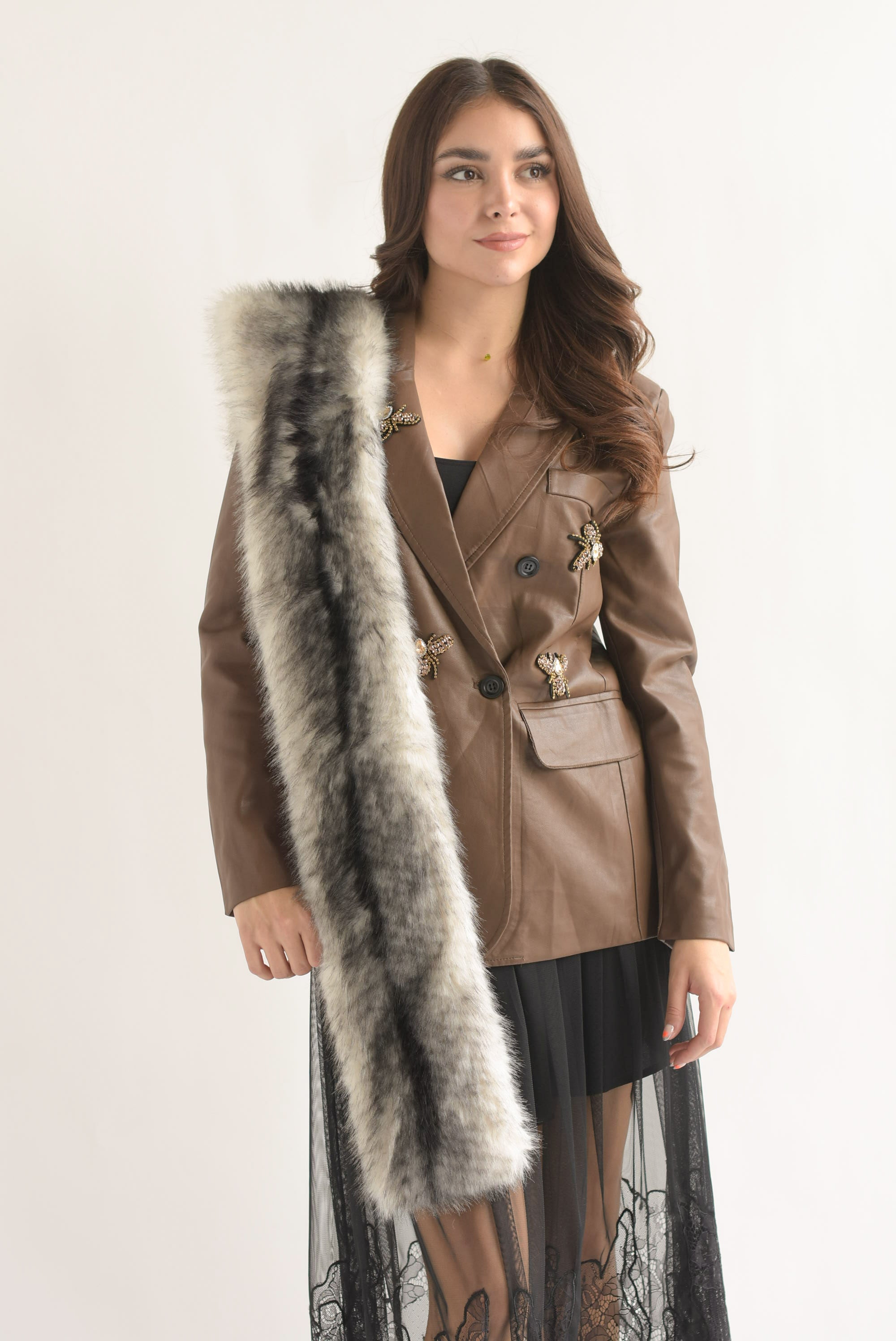 Estola faux fur Blanco & Negro