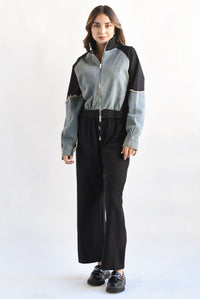 Fashion Styled Set Pantalón y Chamarra Denim Negro