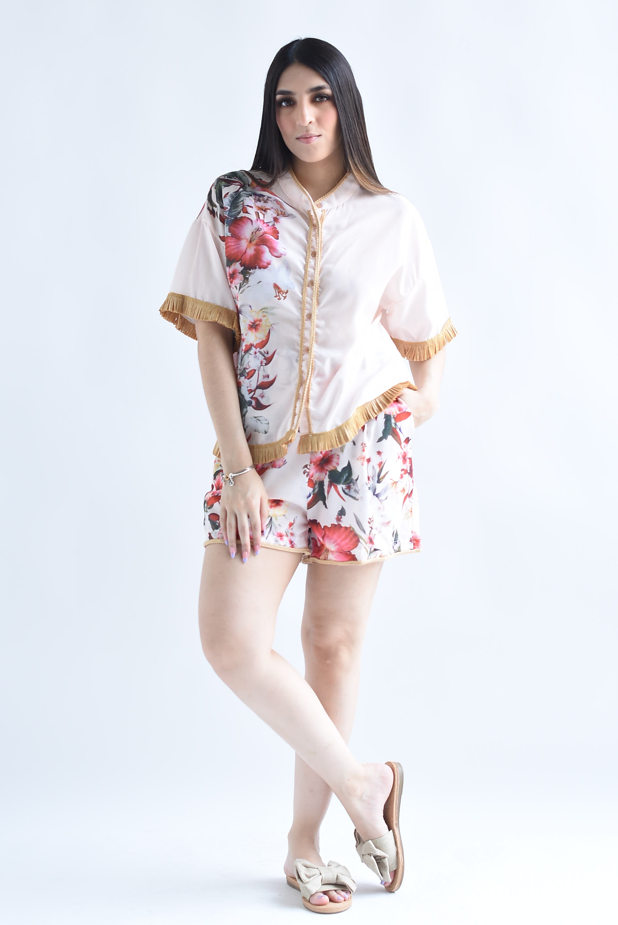 Set Short y Camisa  floral rafia