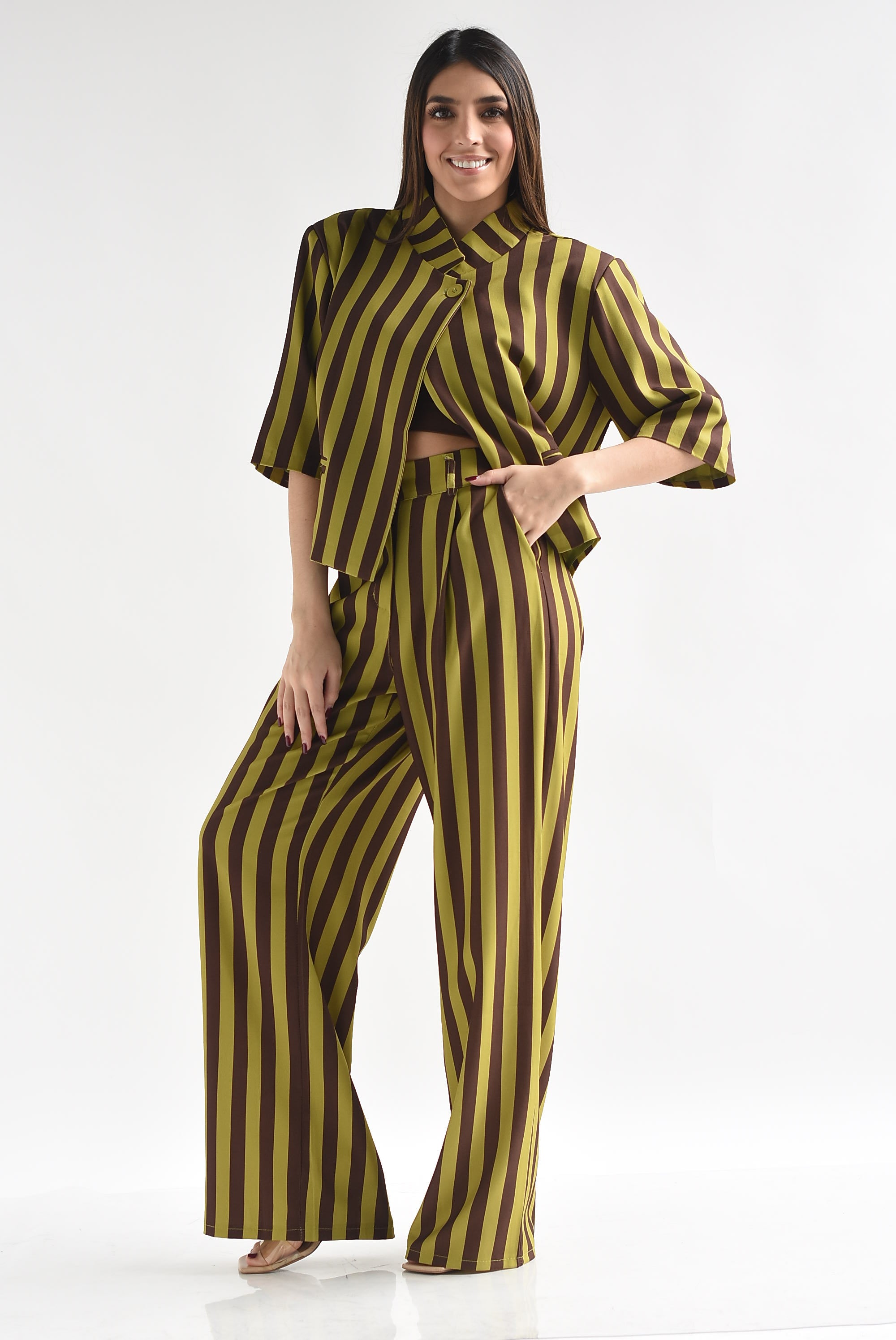 Set Pantalón y Blazer cruzado rayas
