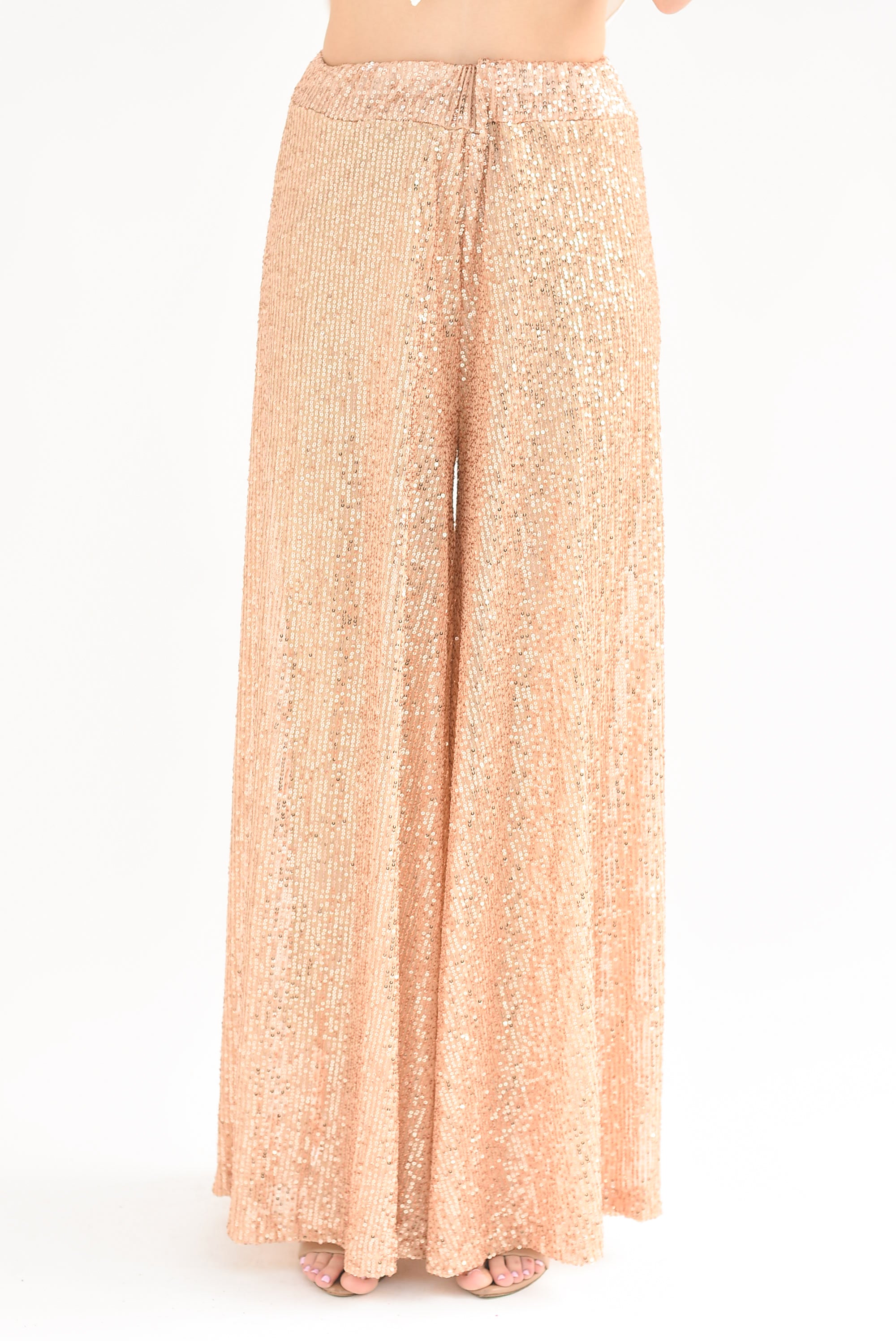 Pantalón lentejuela pata elefante Dorado