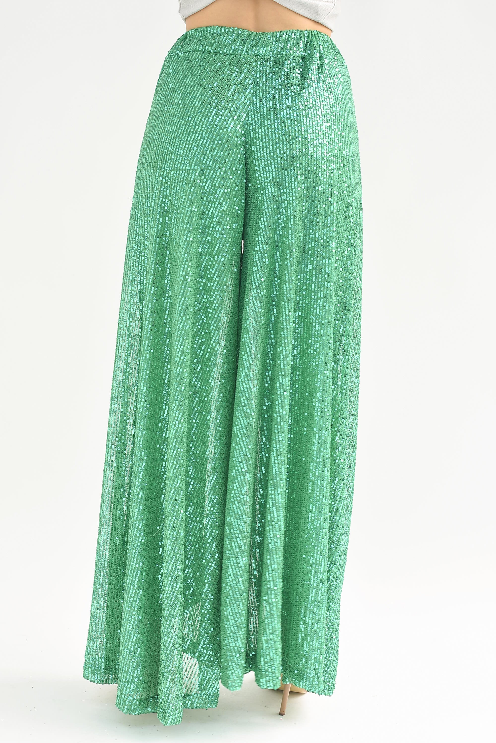Pantalón lentejuela pata elefante Verde