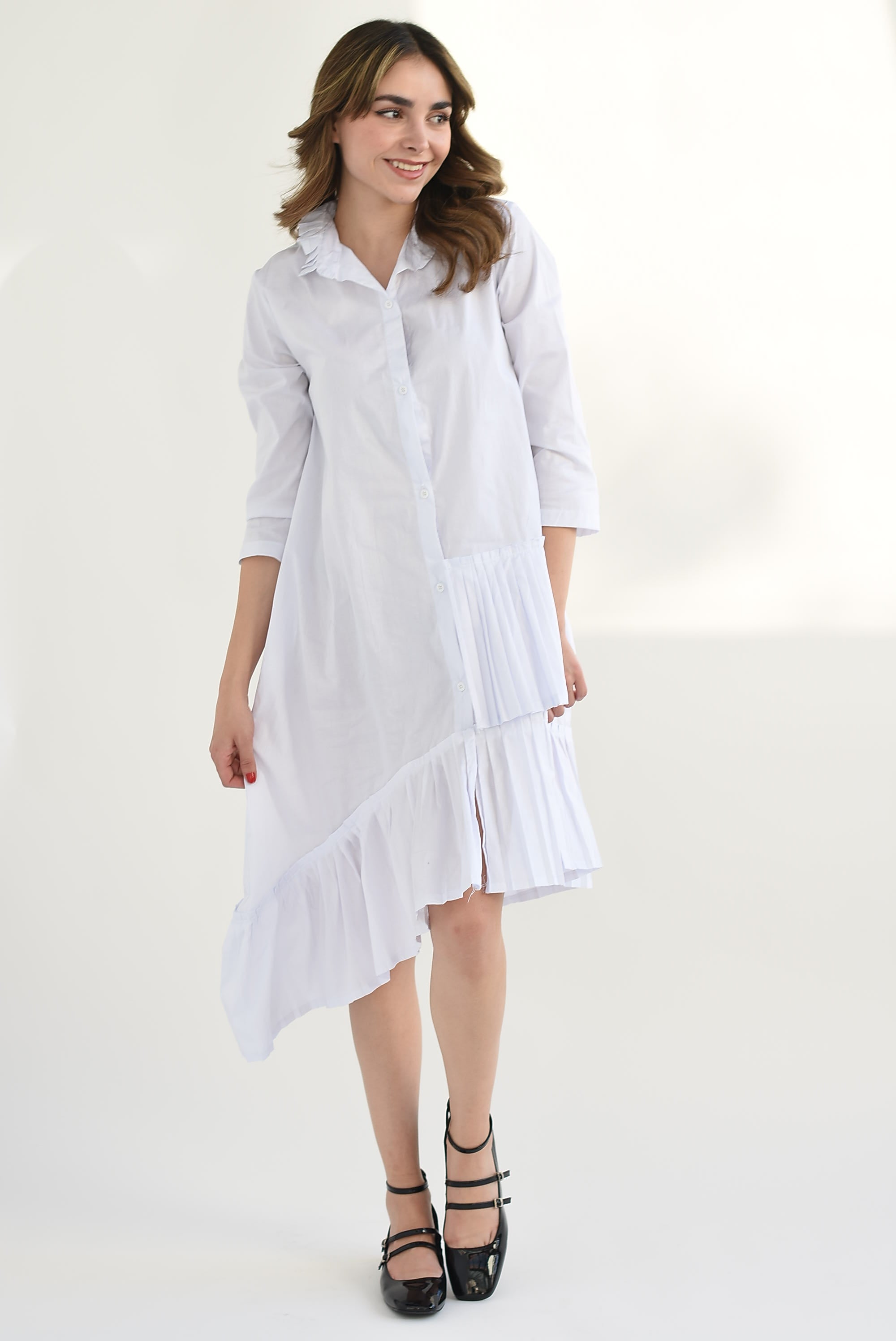 Vestido asimétrico tablas Blanco