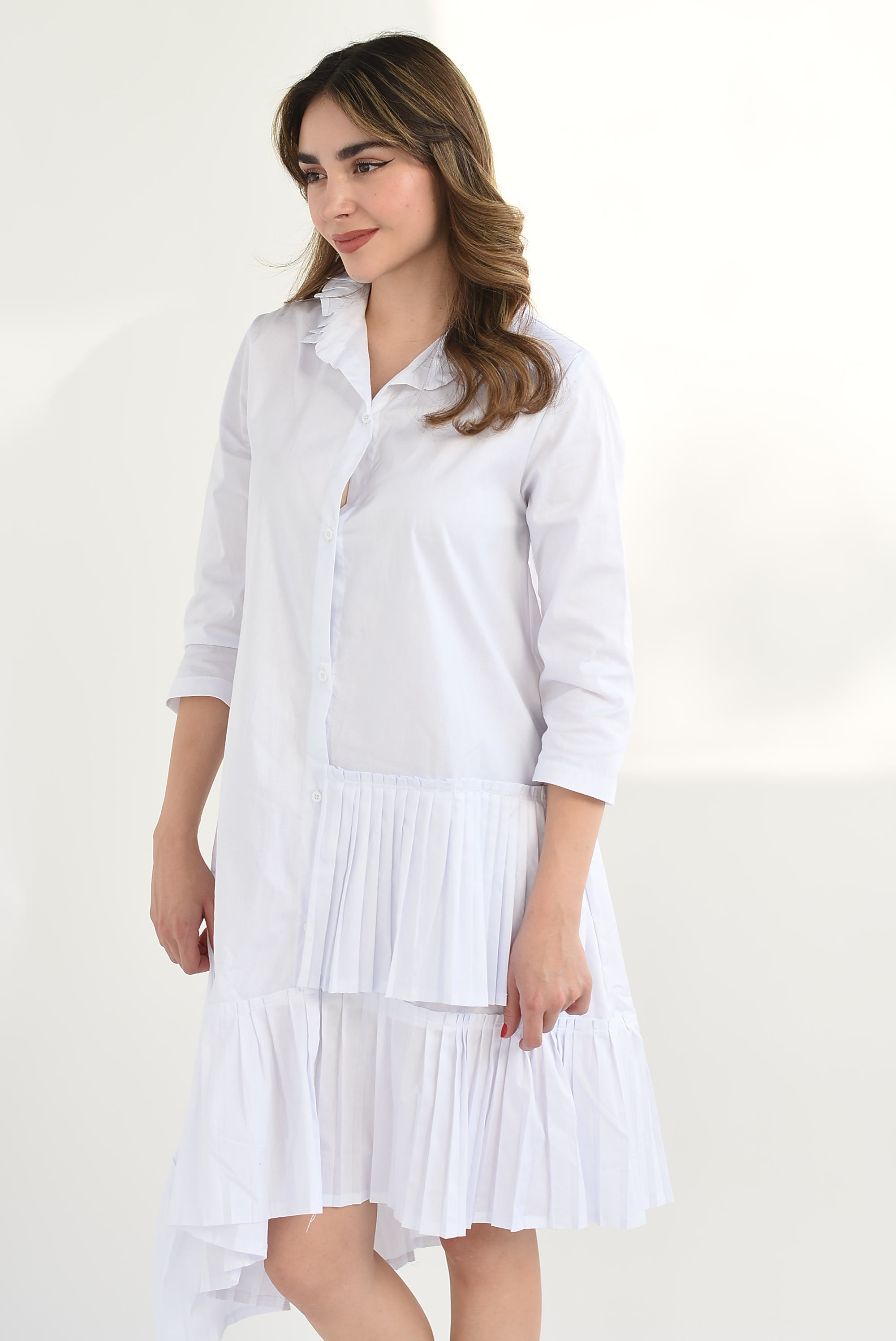 Vestido asimétrico tablas Blanco