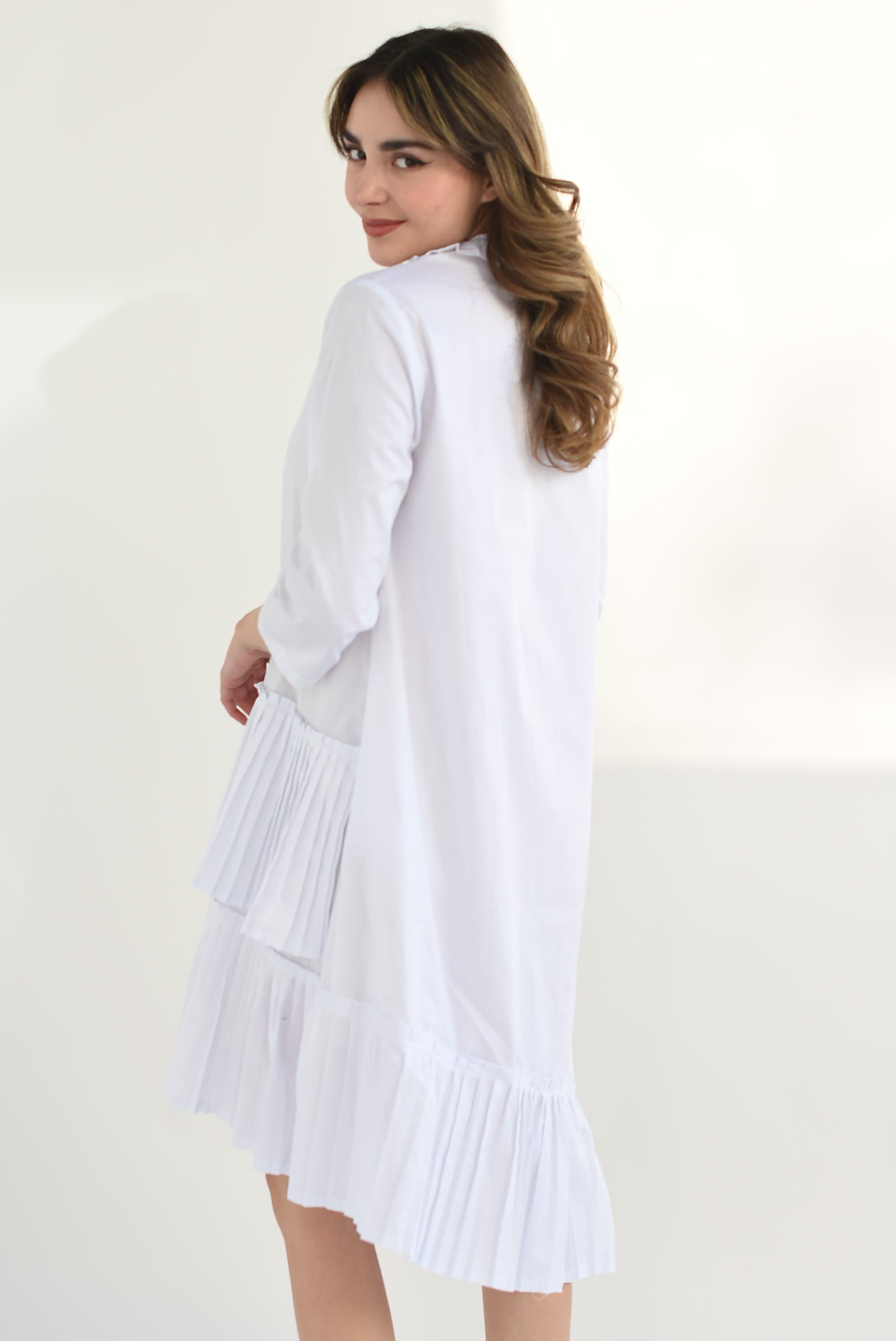 Vestido asimétrico tablas Blanco