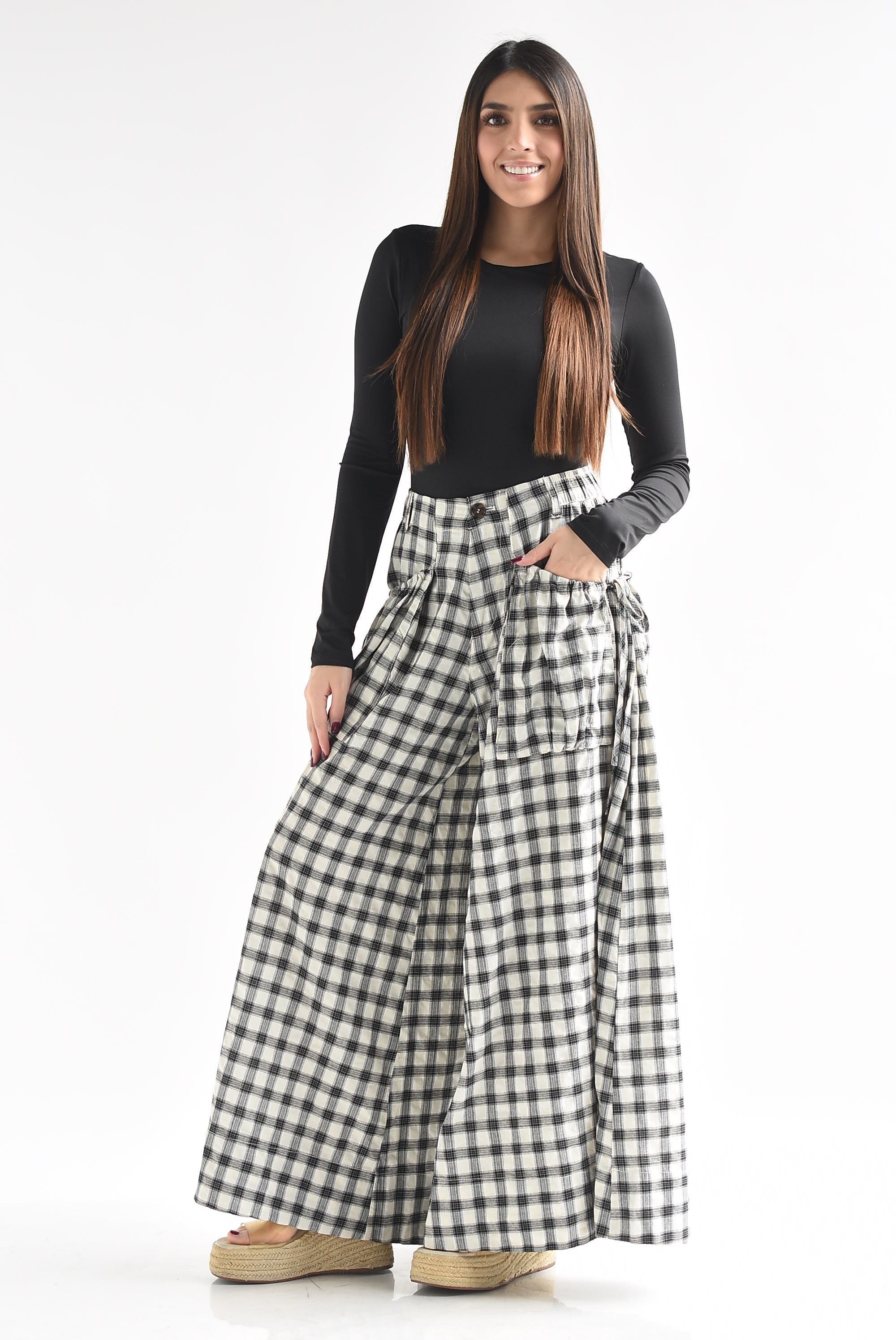 Pantalón pata de elefante cuadros