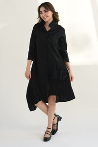 Fashion Styled Vestido asimétrico tablas Negro