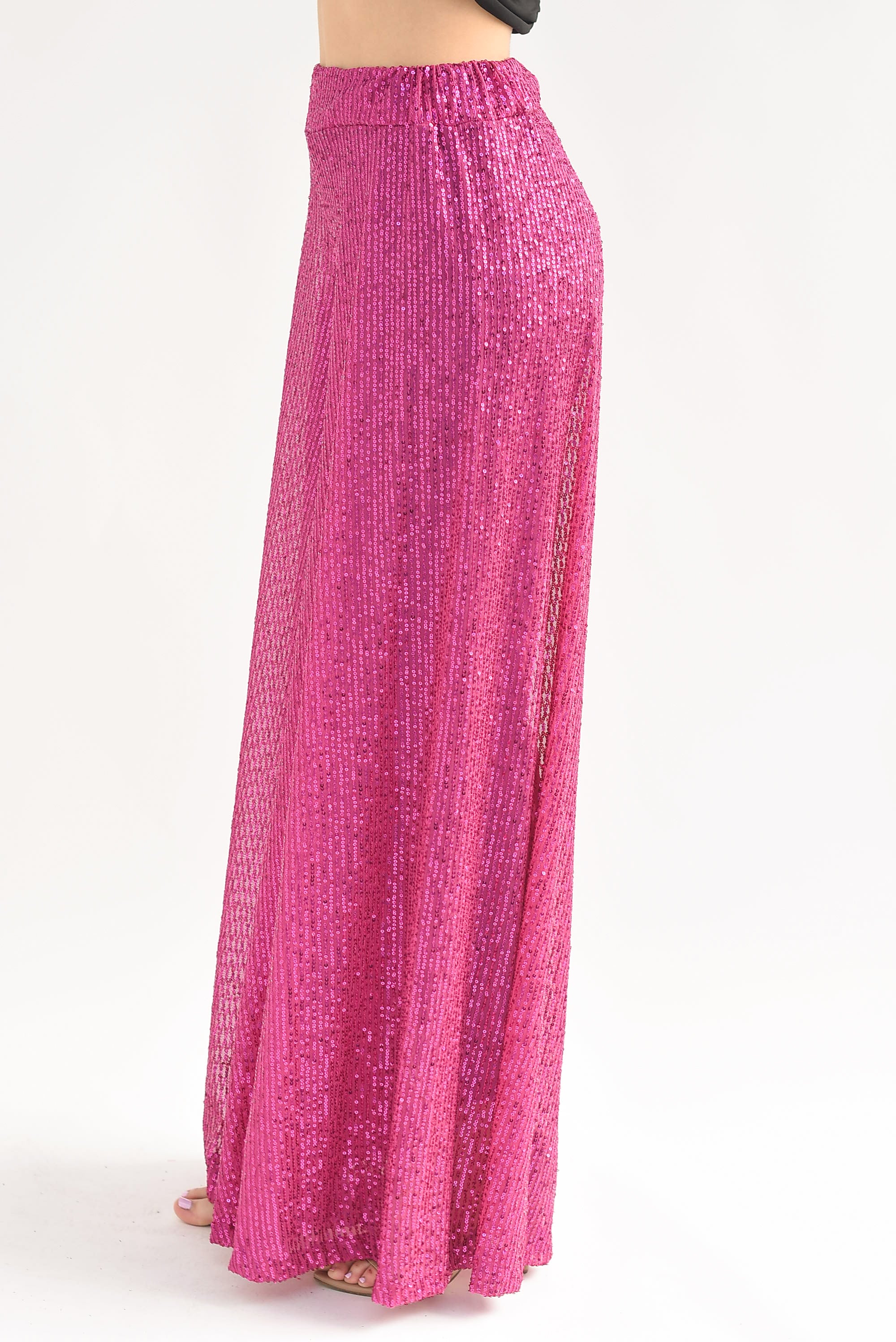 Pantalón lentejuela pata elefante Magenta