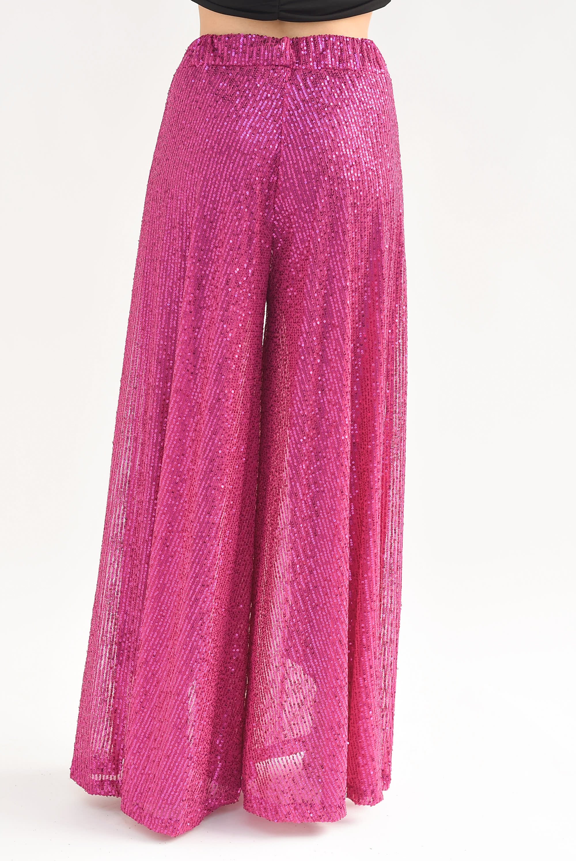 Pantalón lentejuela pata elefante Magenta