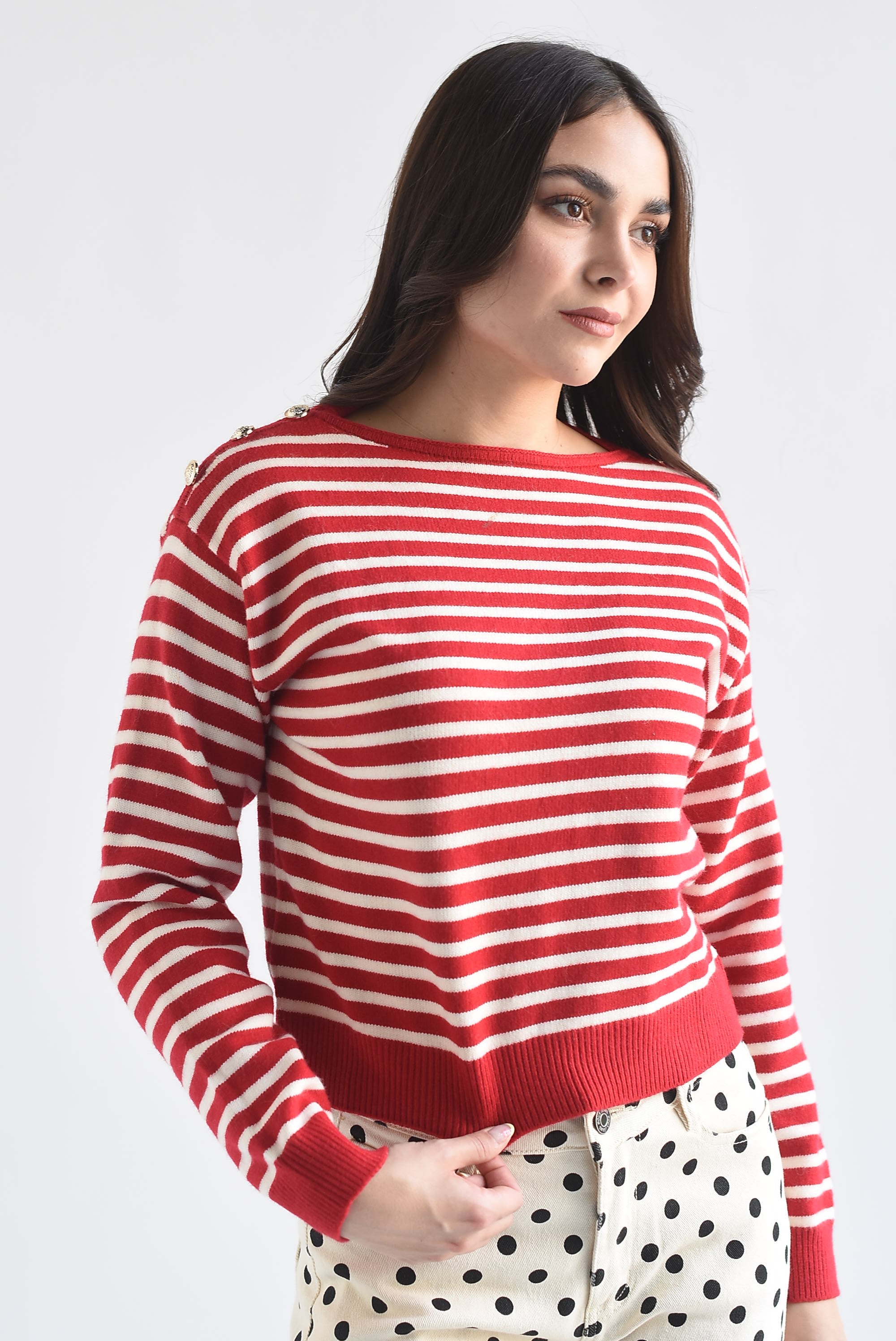 Sweater rayas botones marineros