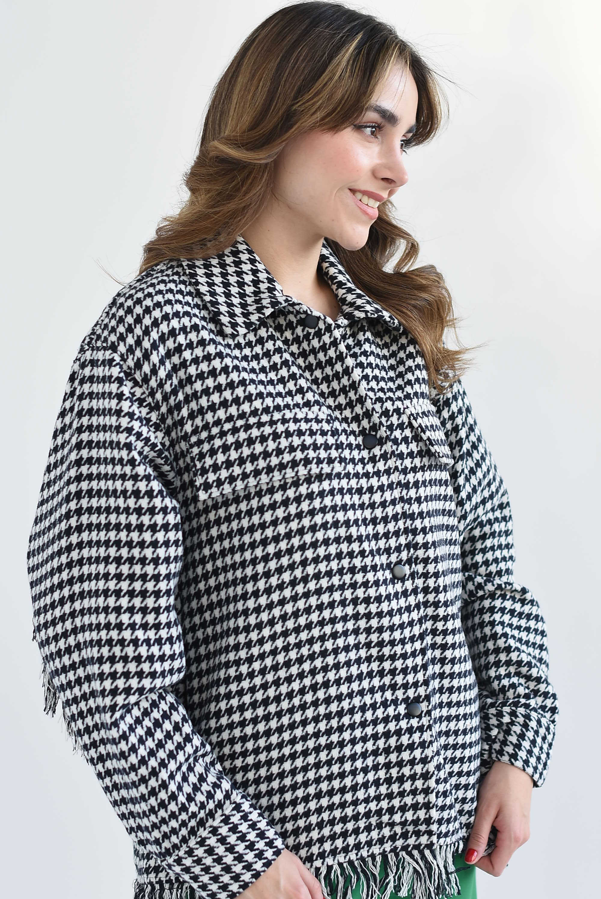 Shacket houndstooth flecos