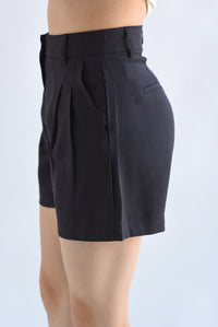 Fashion Styled Short pinzas y trabilla Negro