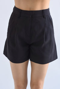 Fashion Styled Short pinzas y trabilla Negro