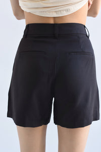 Fashion Styled Short pinzas y trabilla Negro