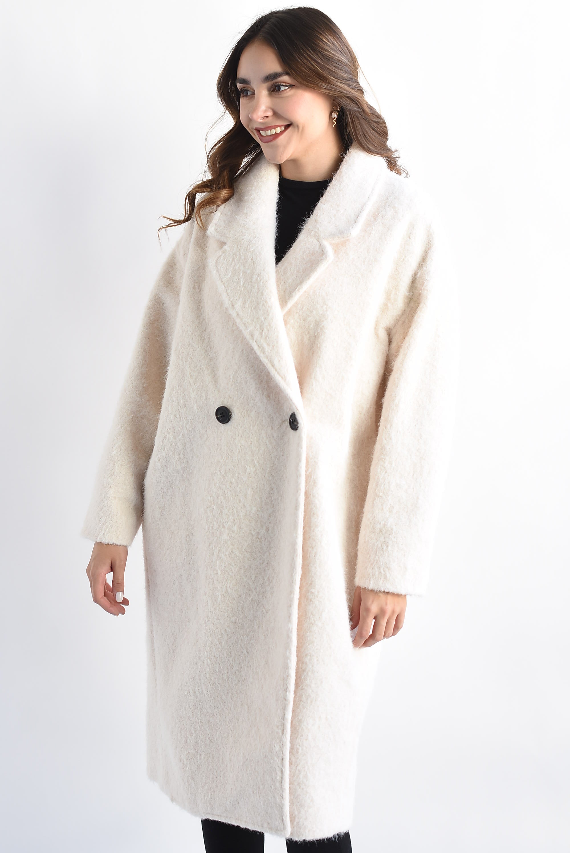 Abrigo largo tipo lana Ivory