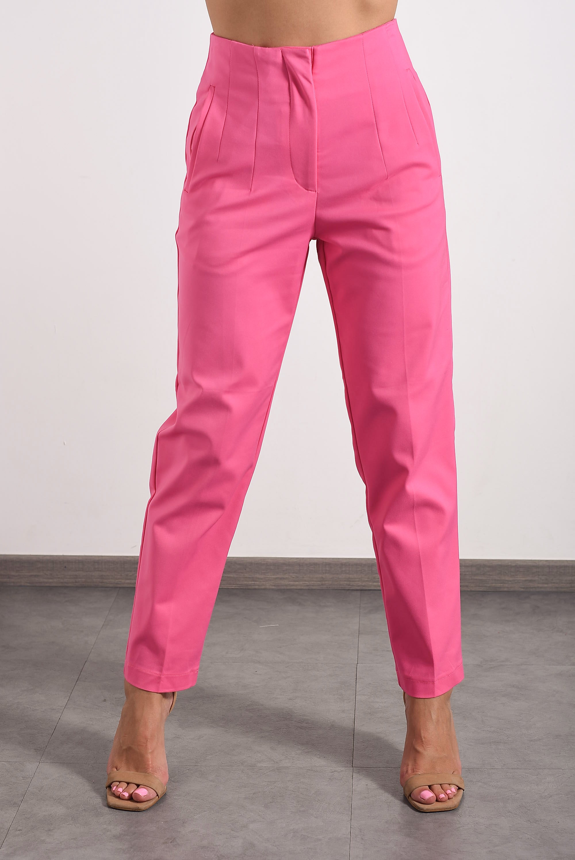 Pantalón recto high-waist de vestir Rosa Barbie