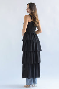 Fashion Styled Maxi blusa tira bordada olanes Negro