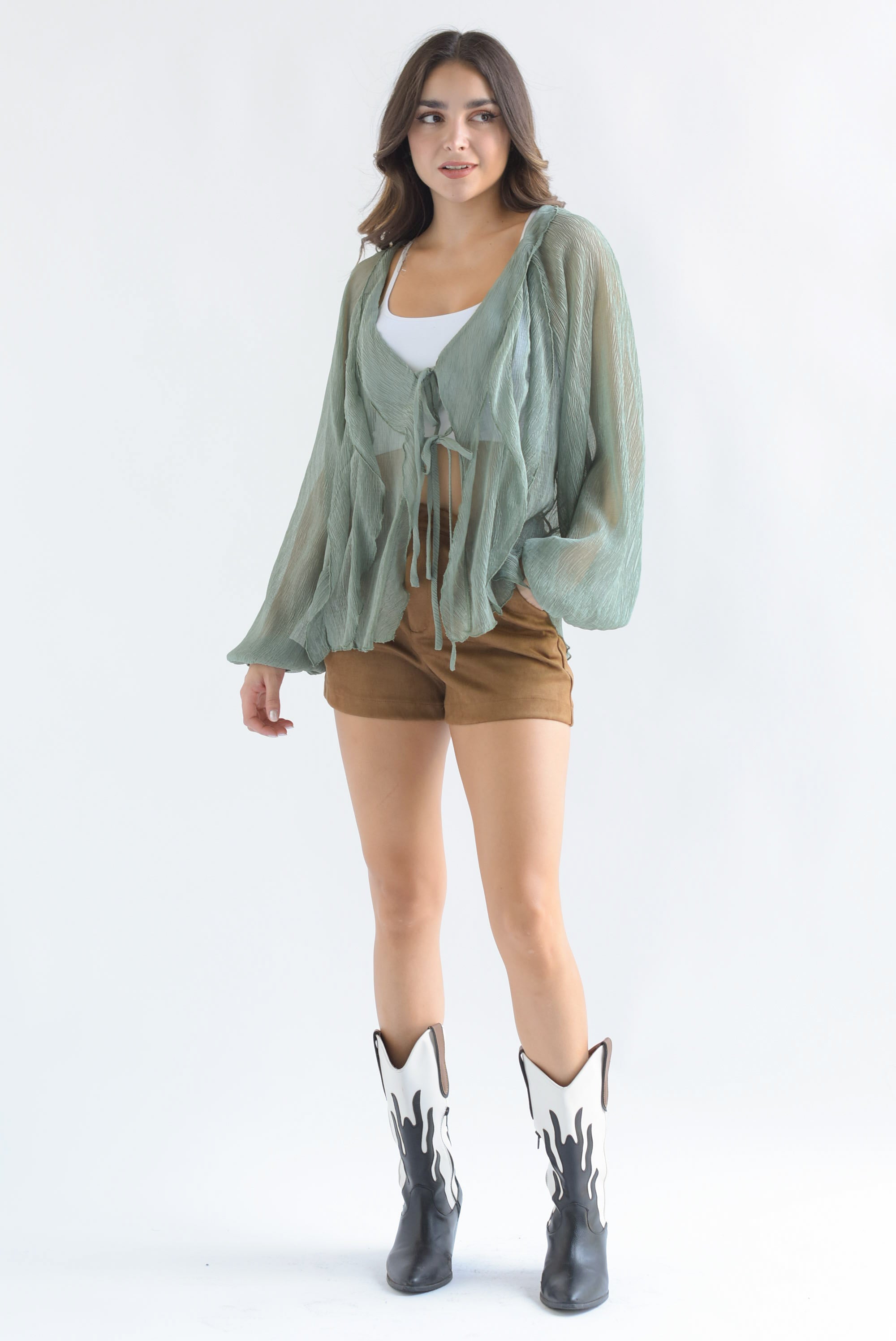 Short suede pinzas Camel