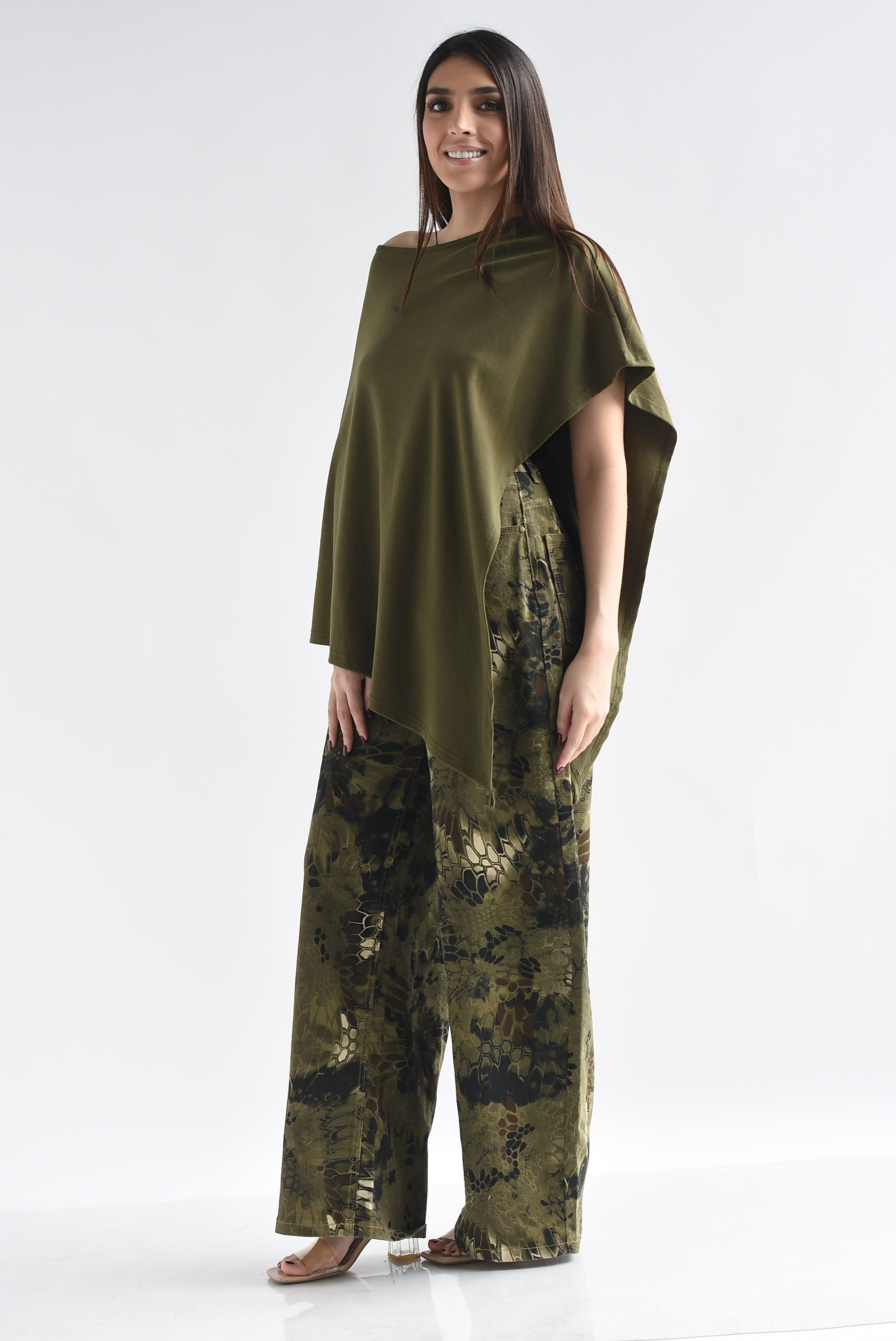 Jeans barrel animal print camuflaje