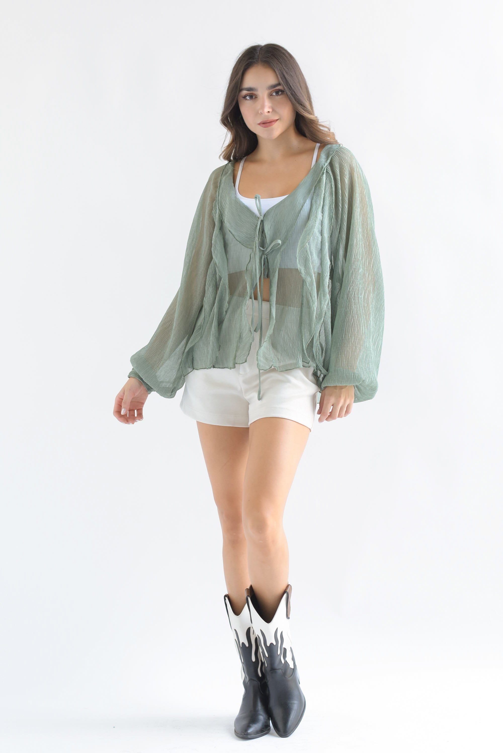 Short suede pinzas Ivory