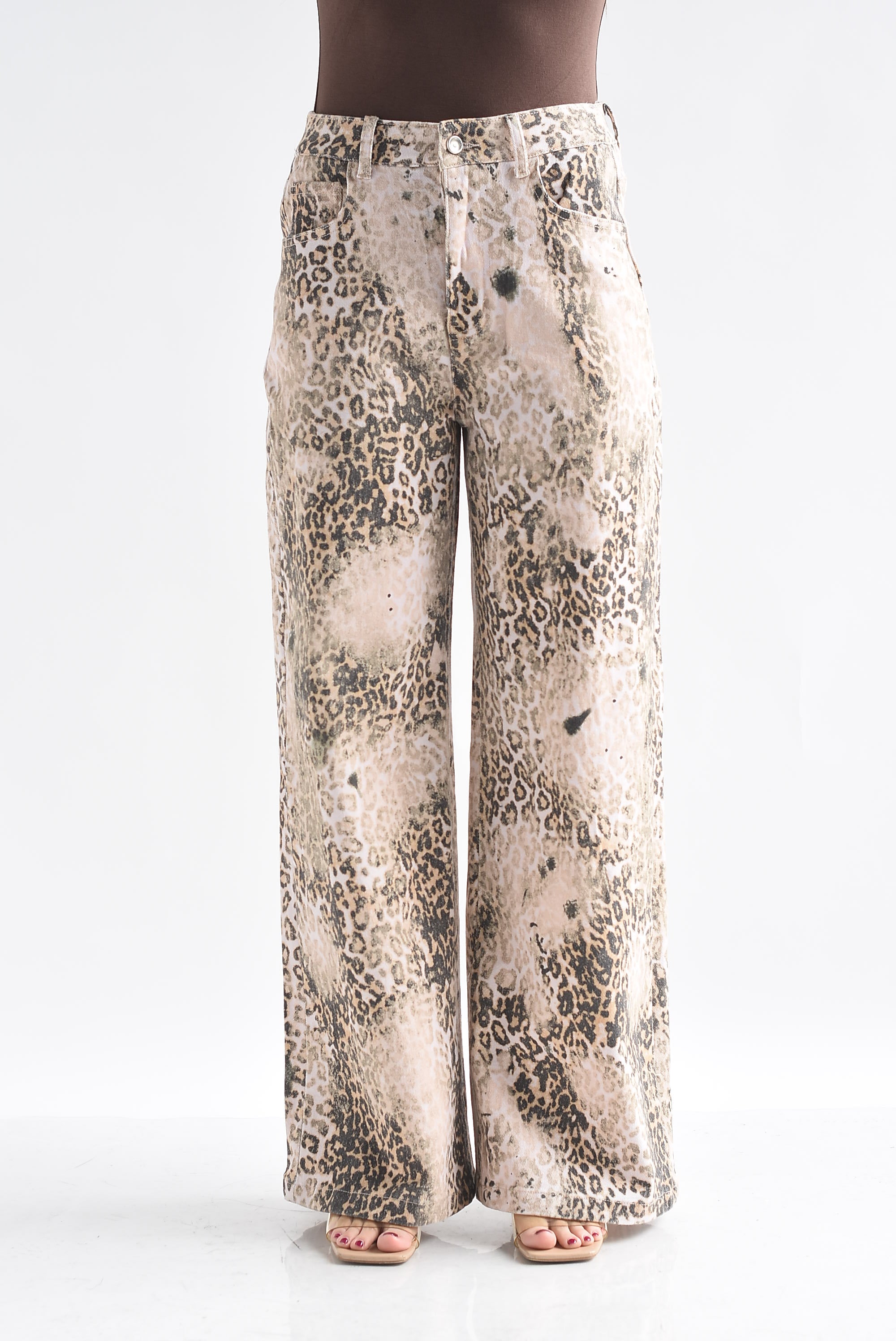 Jeans wide leopardo