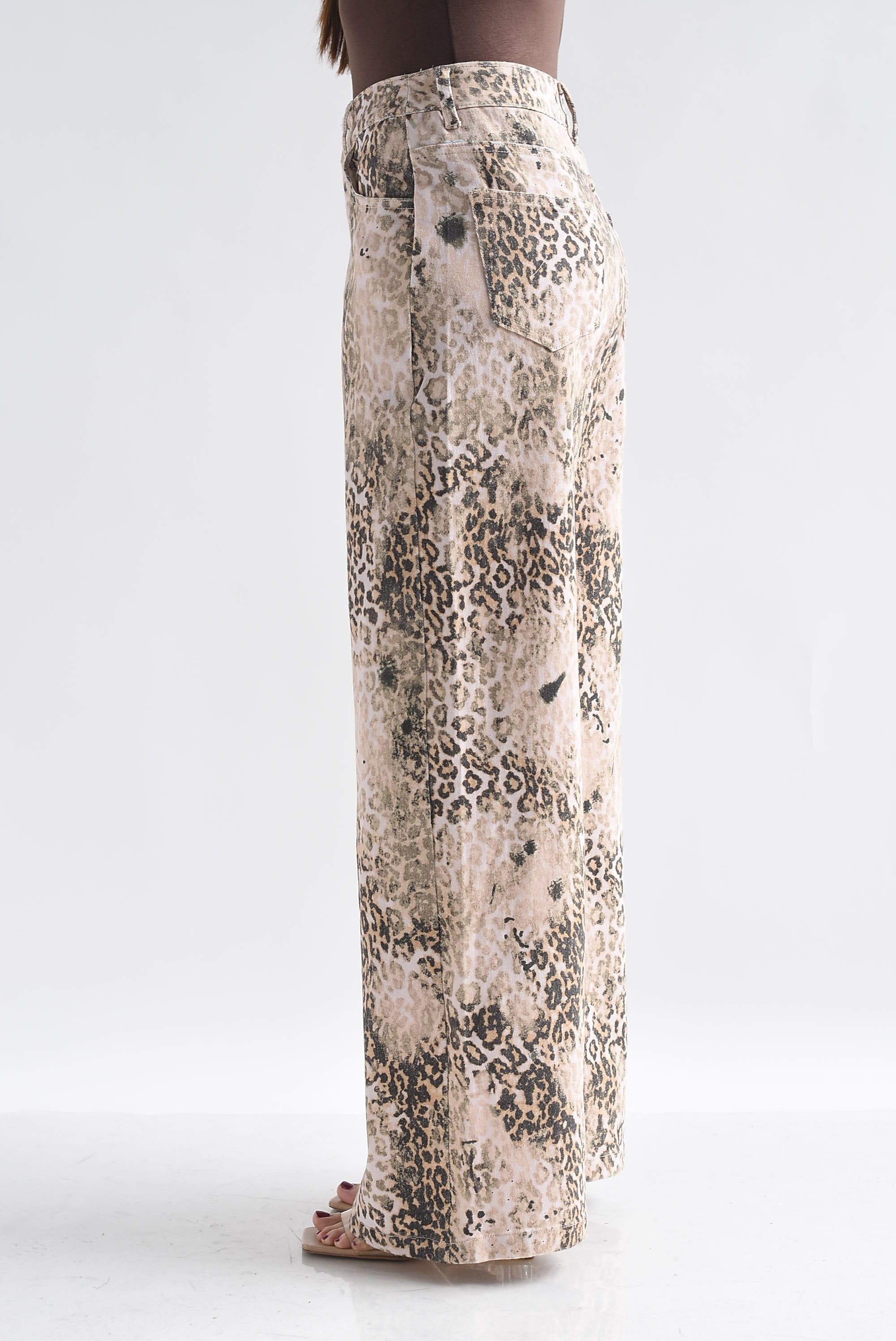Jeans wide leopardo