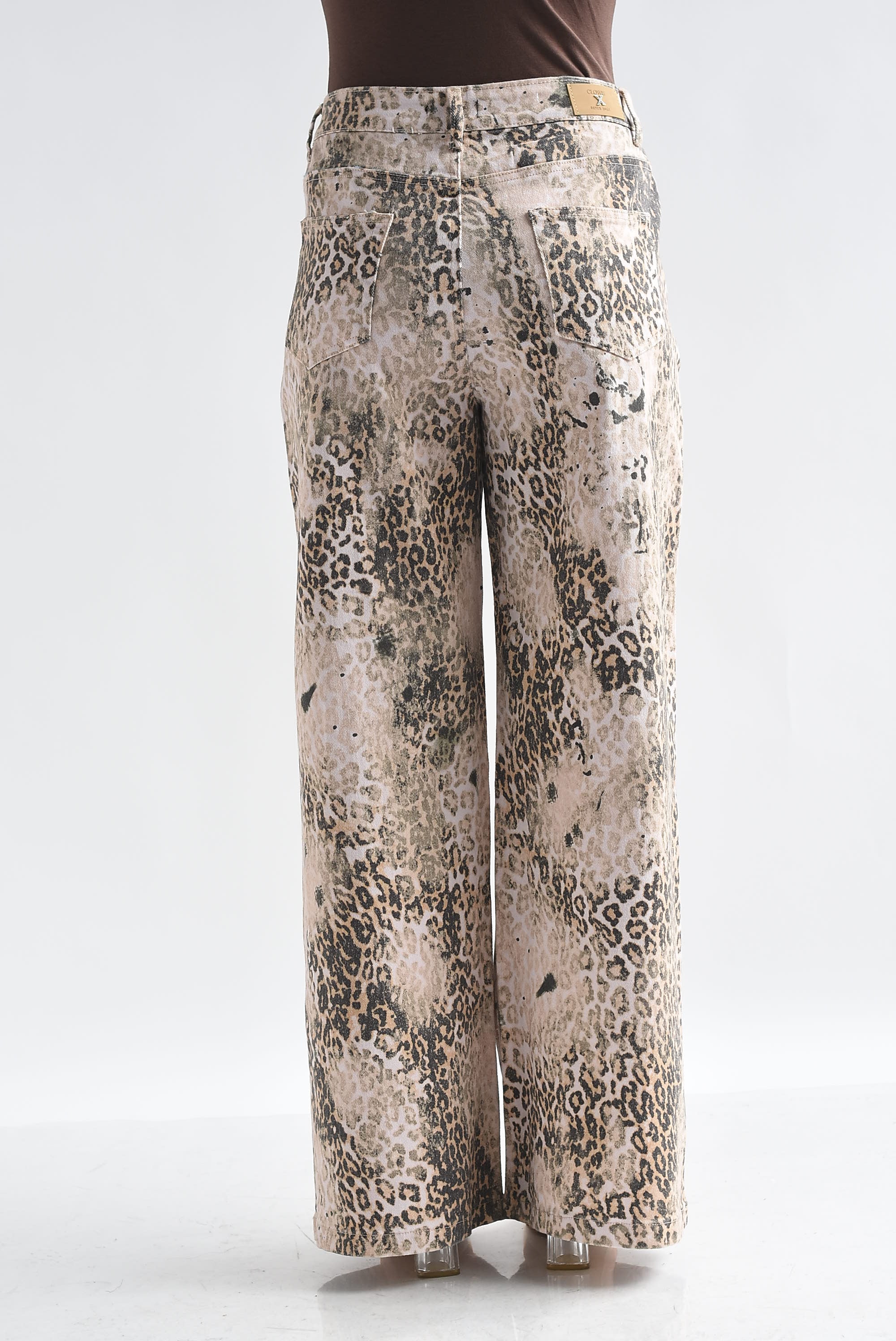 Jeans wide leopardo