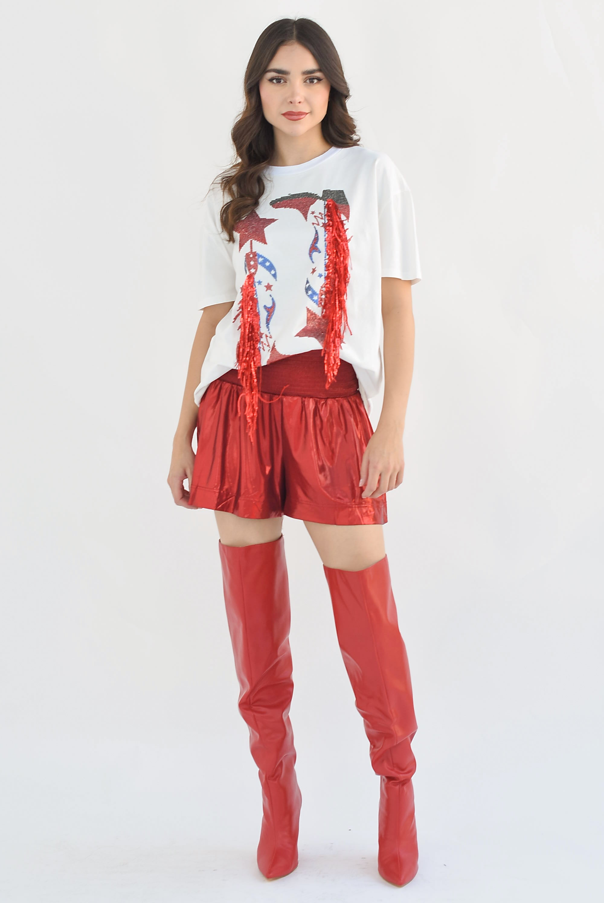 Short metálico Rojo