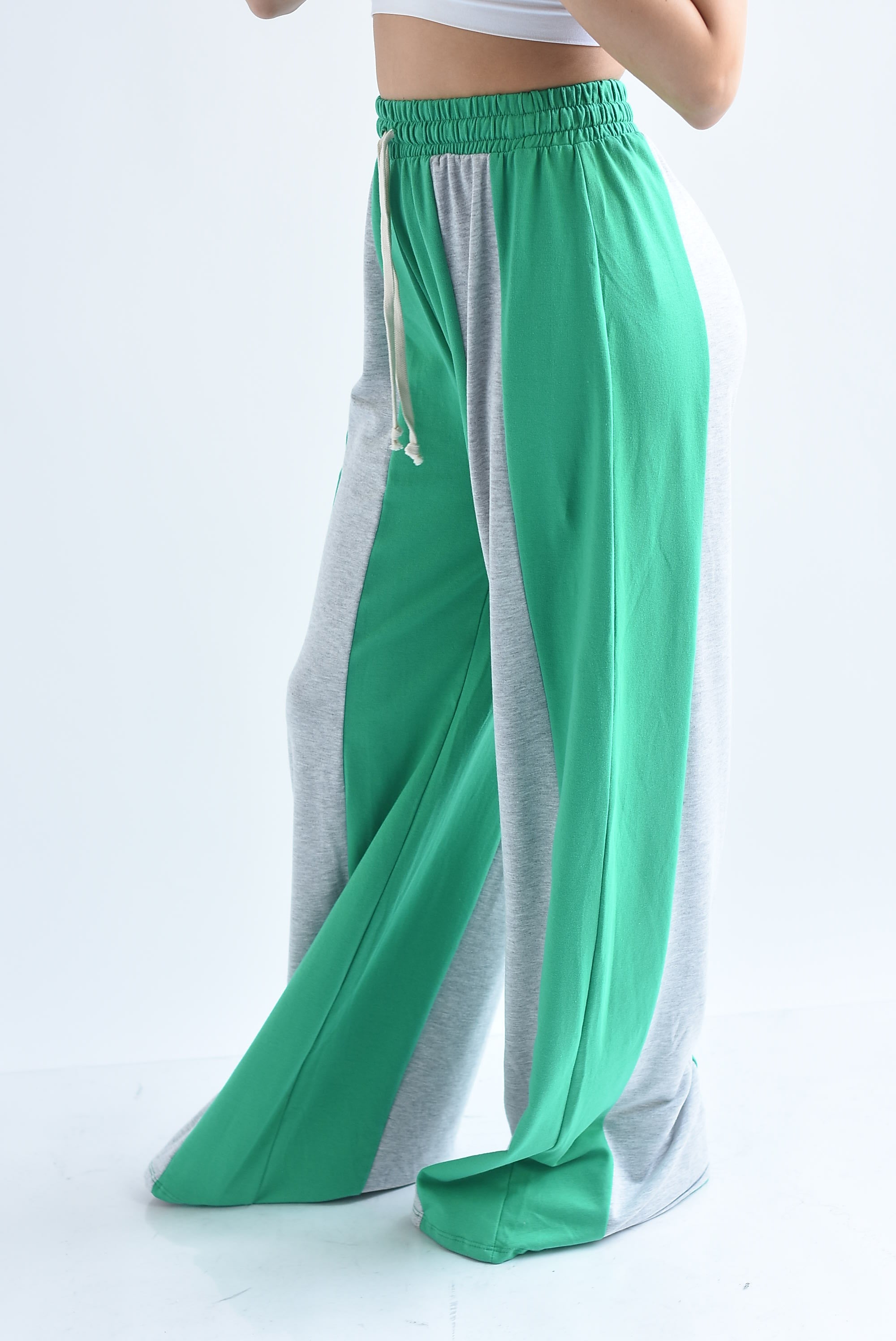 Pantalón wide leg franja bitono