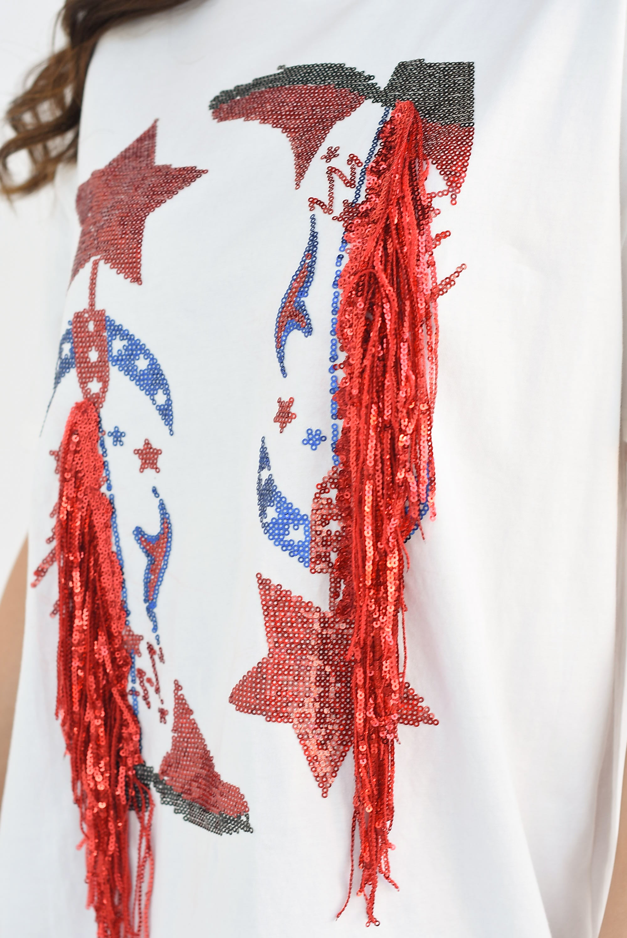 T-Shirt cowboy boots lentejuela Blanca