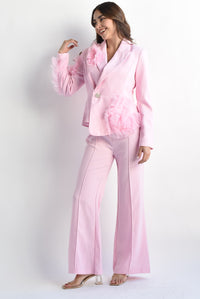 Fashion Styled Set Pantalón y Blazer tulle Rosa