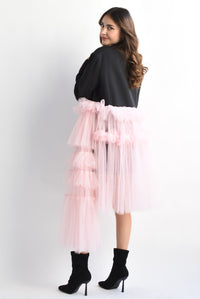 Fashion Styled Blazer dress Negro tulle Rosa