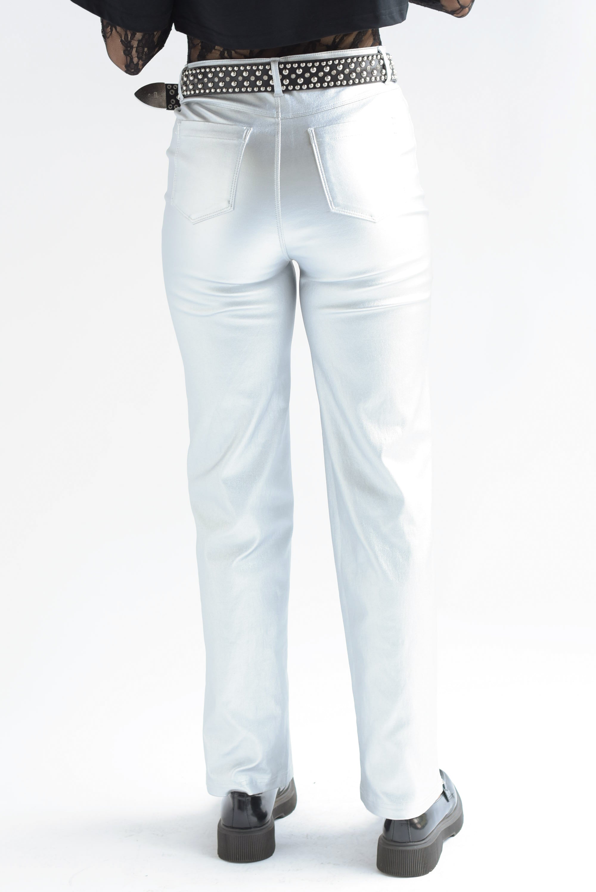 Jeans metálicos Plata