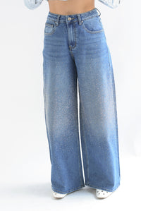 Fashion Styled Jeans súper wide lluvia brillos