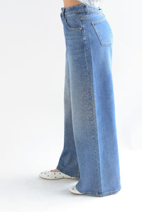 Fashion Styled Jeans súper wide lluvia brillos