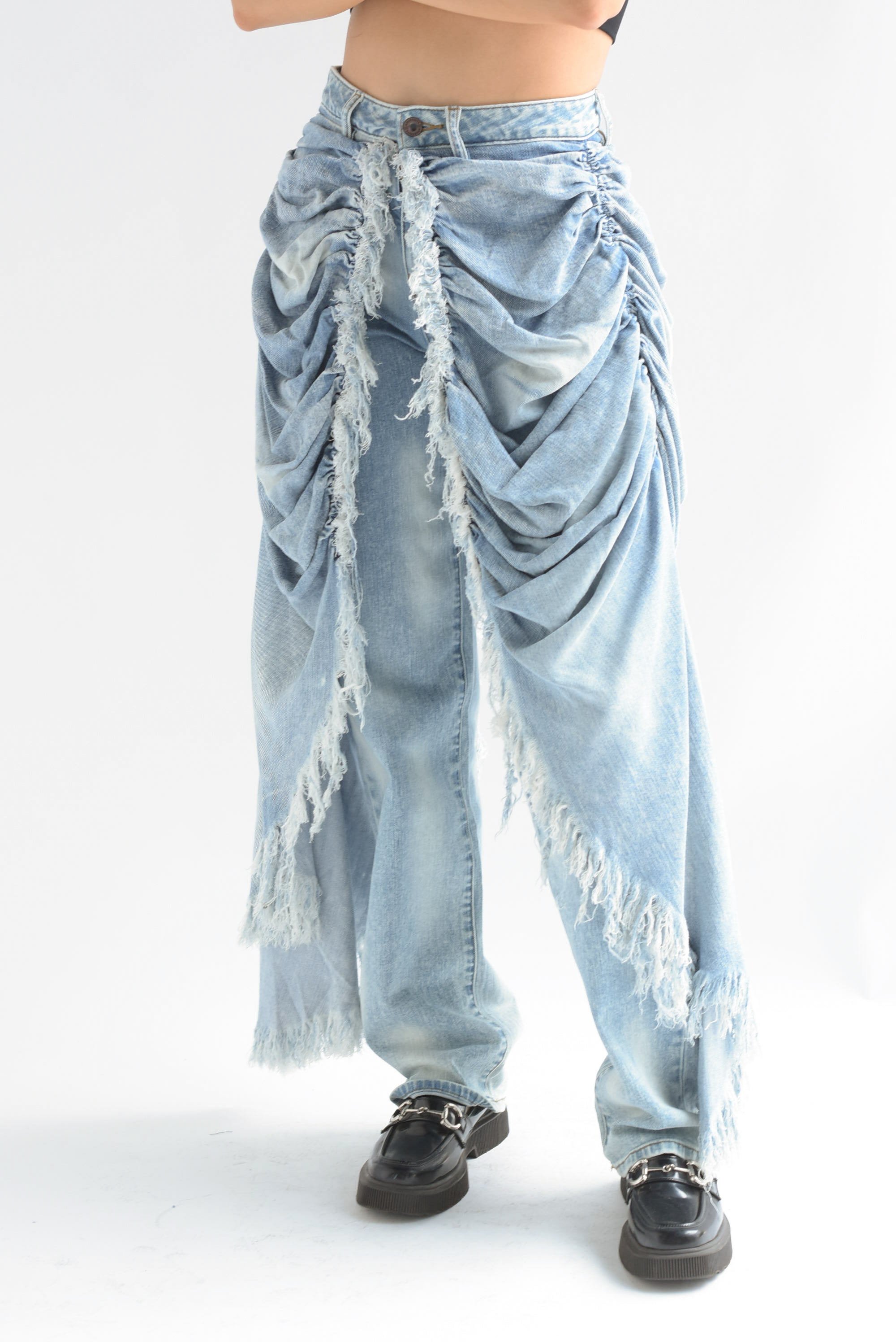 Jeans con faldón drapeado Denim Light
