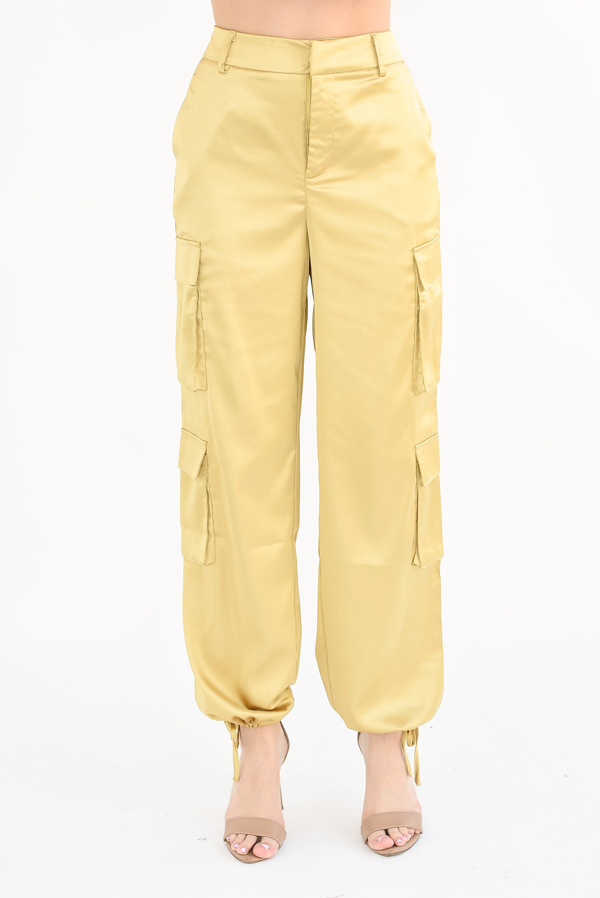 Pantalón cargo satín Dorado