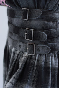 Fashion Styled Falda pretina cinturones cuadros Negro