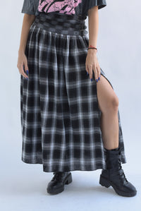 Fashion Styled Falda pretina cinturones cuadros Negro