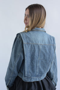 Fashion Styled Chamarra Denim flor y pompones