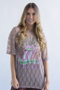 Fashion Styled T-Shirt encaje Rock n Roll Nude