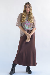Fashion Styled Falda larga lencera Espresso