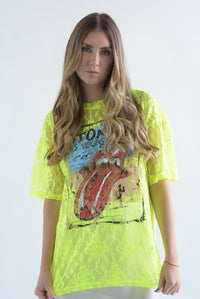 Fashion Styled T-Shirt encaje Stones Las Vegas Lime Neón