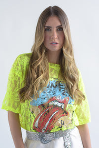 Fashion Styled T-Shirt encaje Stones Las Vegas Lime Neón