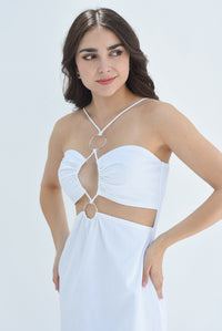 Fashion Styled Vestido corto cut-out argollas Blanco