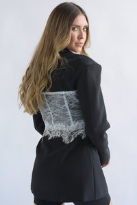 Fashion Styled Blazer largo corset encaje Negro