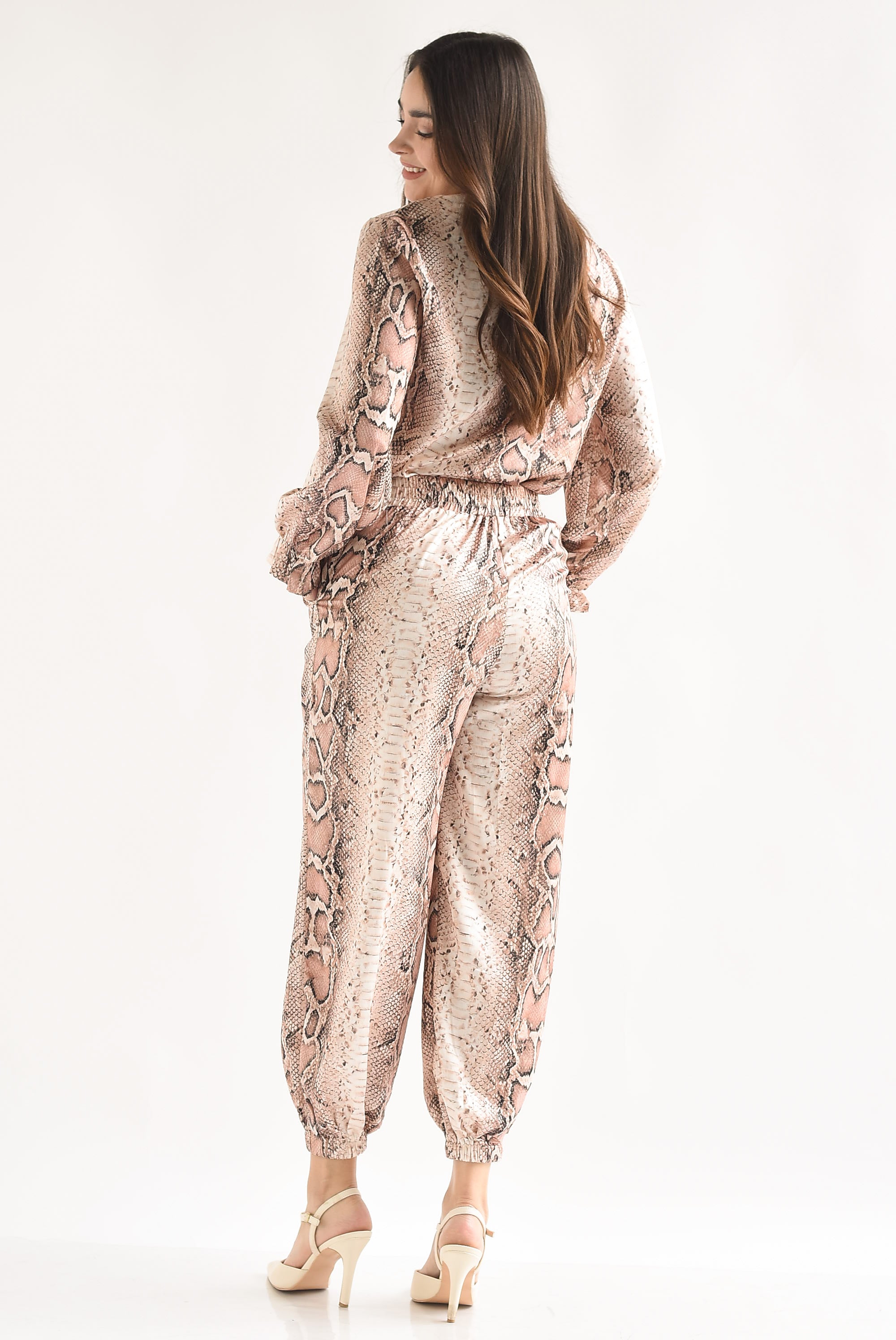 Set Pantalón globo y Camisa cinta snake print