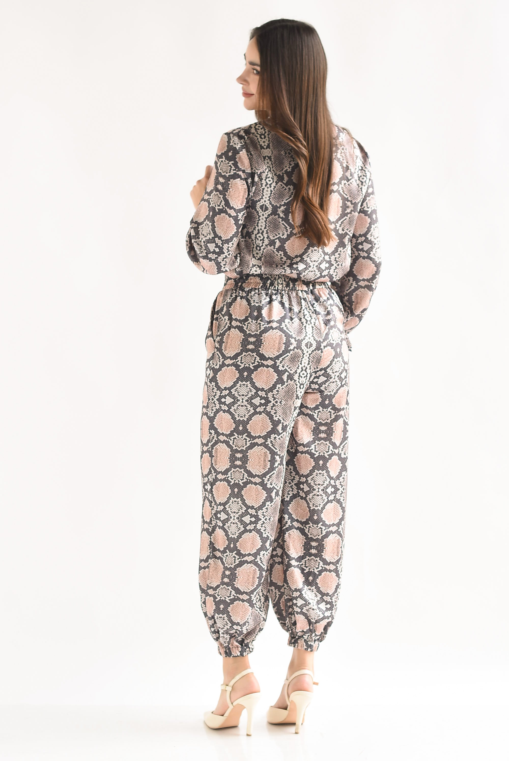 Set Pantalón globo y Camisa cinta snake print