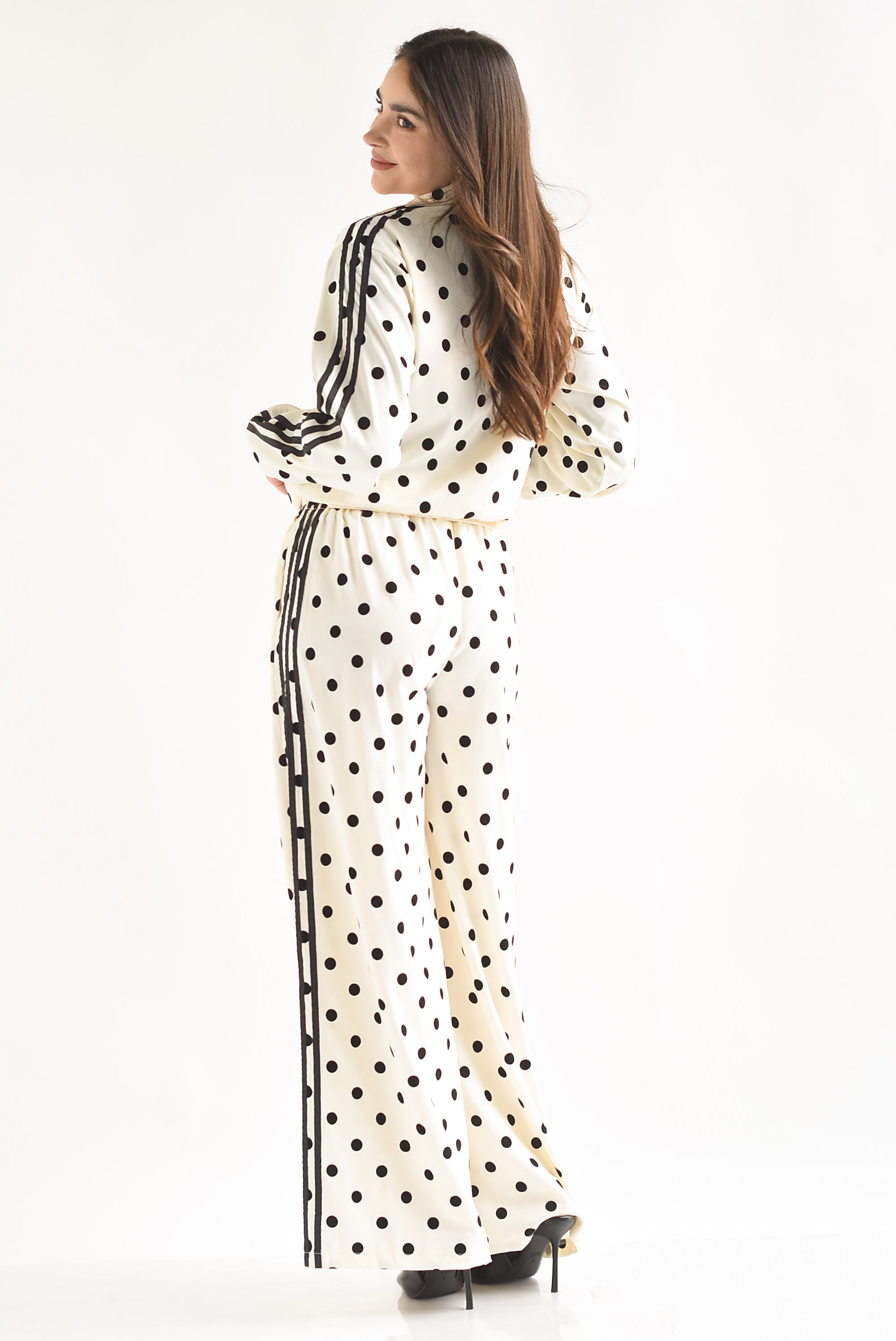 Set Pantalón y Chamarra track deportivo polka dots
