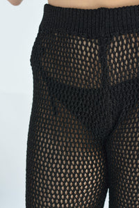 Fashion Styled Set Pantalón y Top crochet brillos Negro